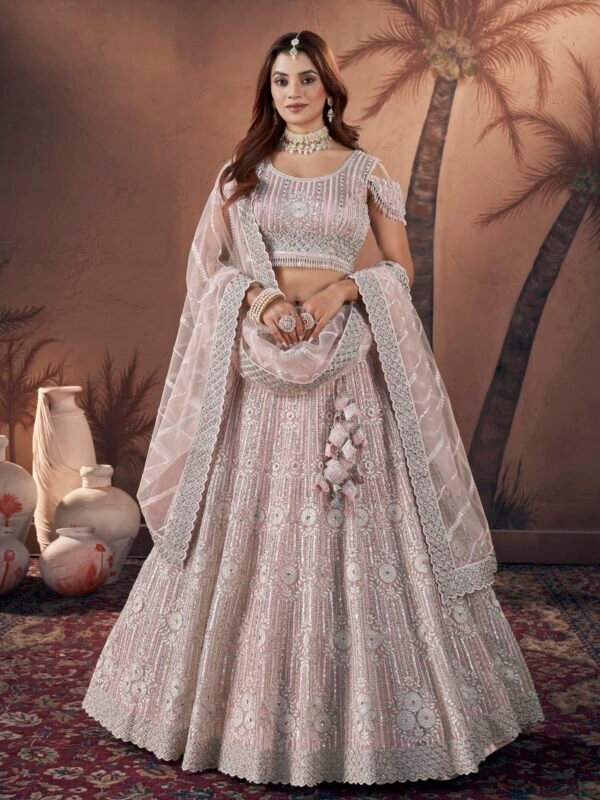 light pink bridal lehenga choli